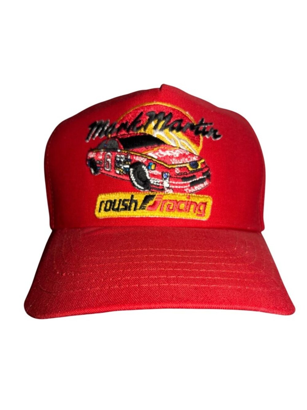 Mark Martin Roush Racing Folgers Embroidered Red Snapback Hat Vintage Nascar Cap